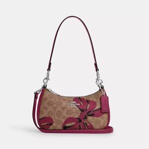 NWT COACH TERI MINI CROSSBODY BAG IN SIGNATURE CANVAS WITH BOW PRINT COACH CY733